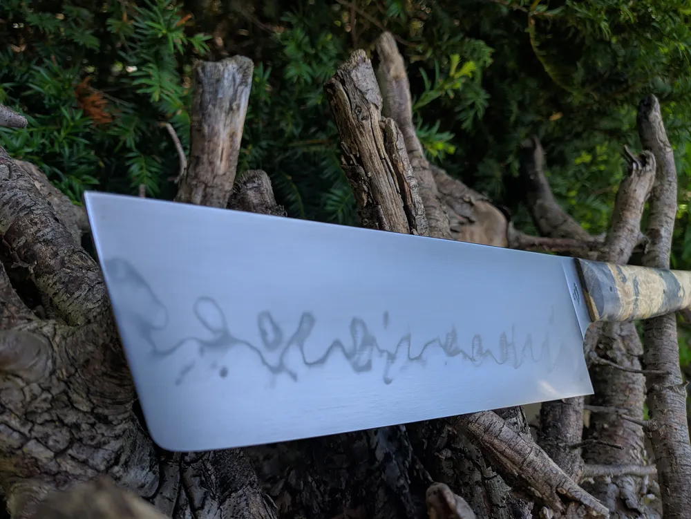 Couteau artisanal Nakiri zoom lame hamon – Atelier sous l’éclipse