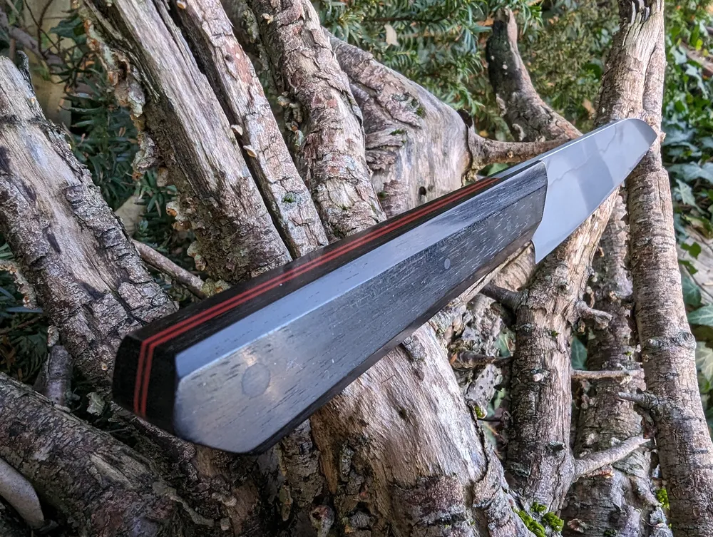 Couteau artisanal Sujihiki manche ébène G10 rouge – Atelier sous l’éclipse