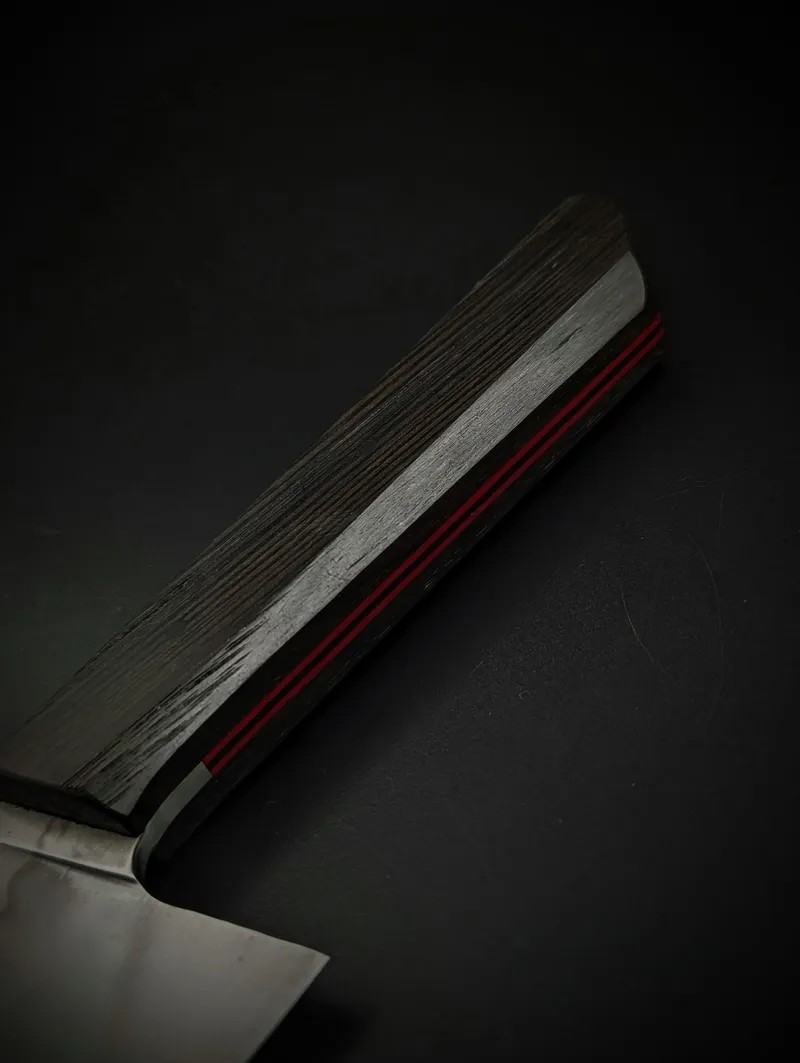 Détail lame Nakiri Tsuki en acier et manche Morta